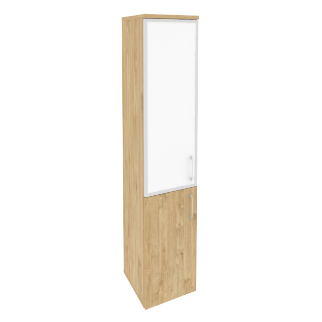 Onix Шкаф высокий узкий левый O.SU-1.2 R (L) white Тиквуд Светлый/Стекло White 400*420*1977